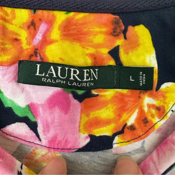 SOLD Lauren Ralph Lauren Tropical Floral Sleep Dress Women L Embroidered Night G - Picture 2 of 6